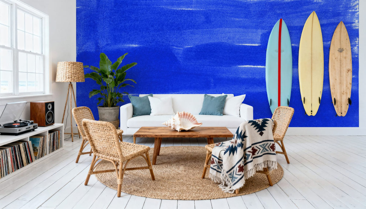 Denim Cloud Strokes Mural Wallpaper - room preview 02