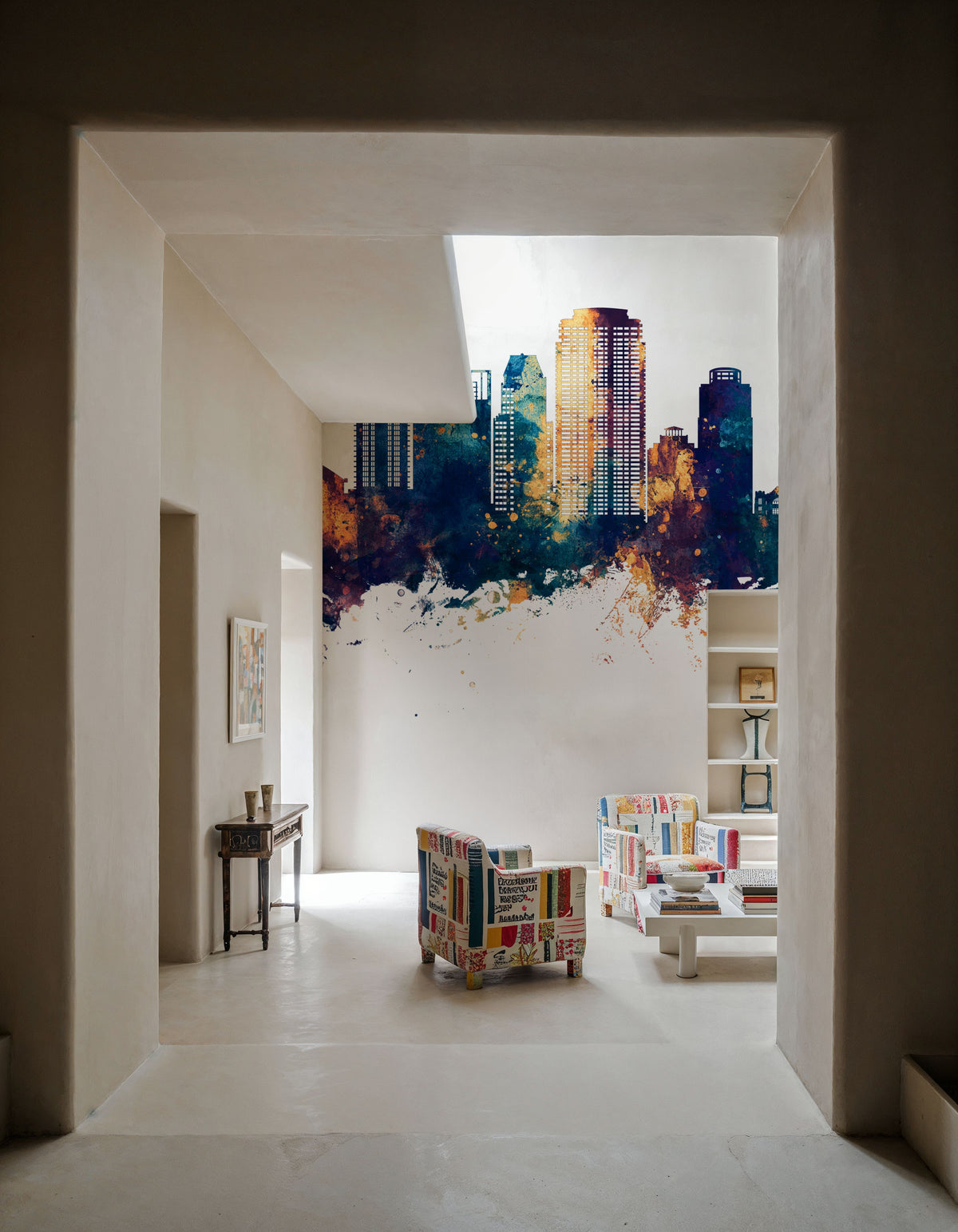 St Petersburg Florida Skyline Blue & Bronze Mural Wallpaper - room preview 02