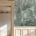 Misty Green Forest Mural Wallpaper - room preview 02