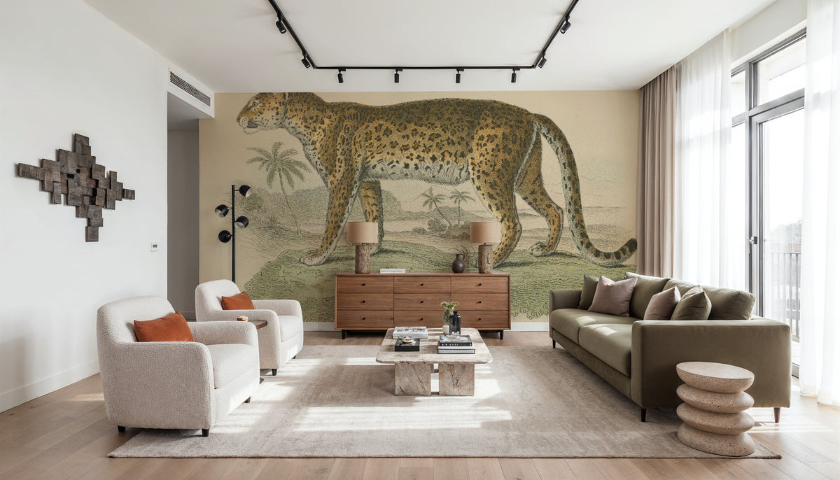 Vintage Leopard Mural Wallpaper - room preview 02