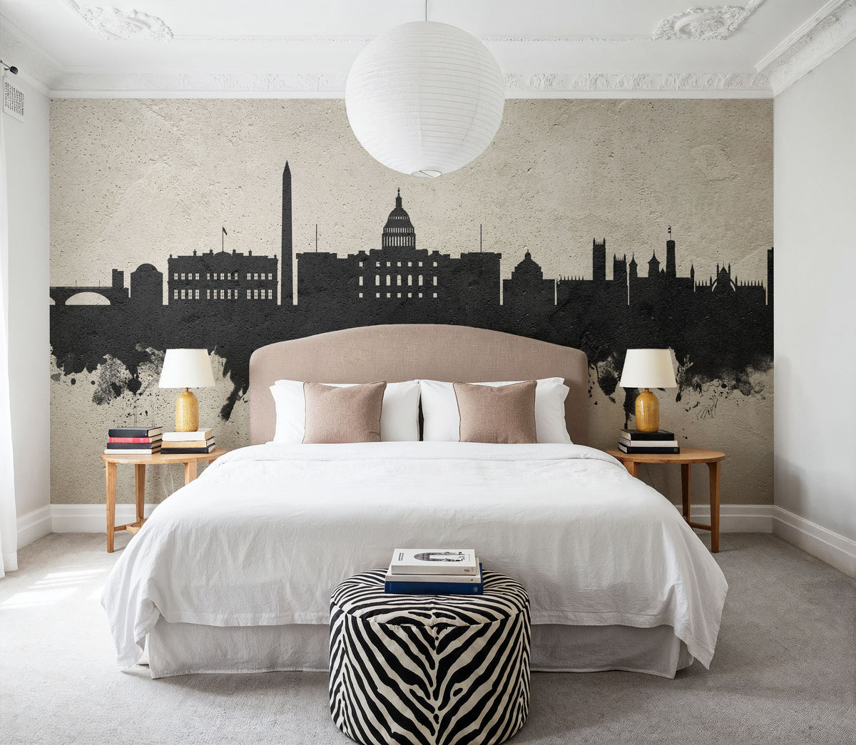 Washington DC Skyline Concrete Mural Wallpaper - room preview 02