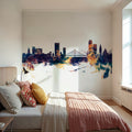 Liege Belgium Skyline Blue & Bronze Mural Wallpaper - room preview 02