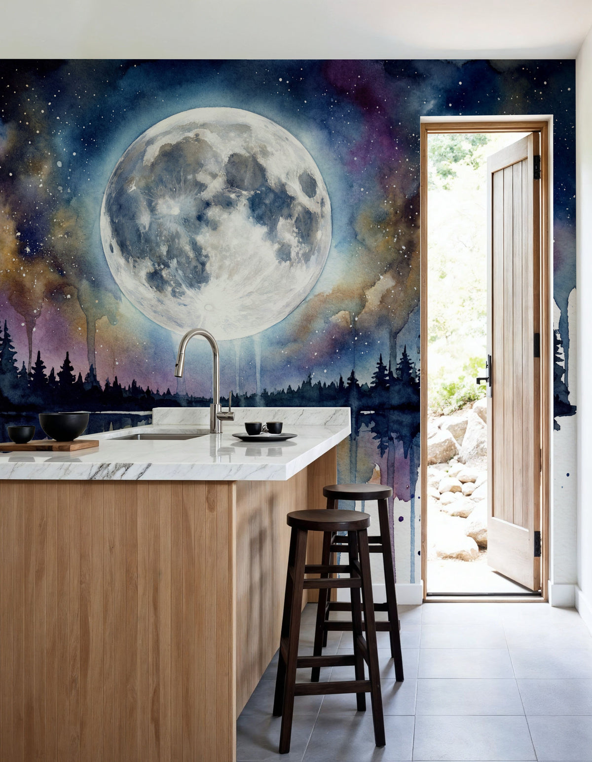 Forest Lake - Powerful Moon Series Mural Wallpaper - room preview 02