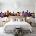 Poughkeepsie New York Skyline Purple & Gold Mural Wallpaper - room preview 02