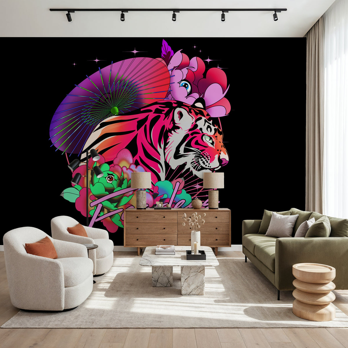 Fearless Tiger Mural Wallpaper - room preview 02