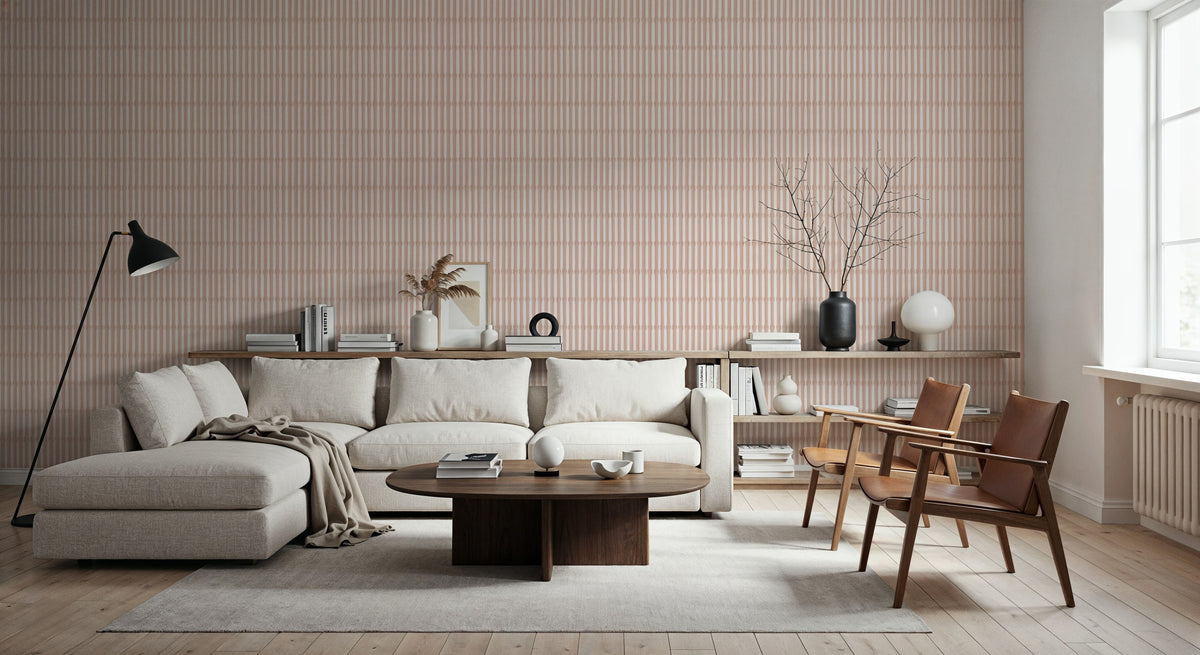 Bamboo Stripes, Blush Mural Wallpaper - room preview 02