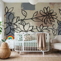Scandinavian Floral Mural Wallpaper - room preview 02