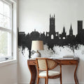 Warwick England Skyline Black & White Mural Wallpaper - room preview 02