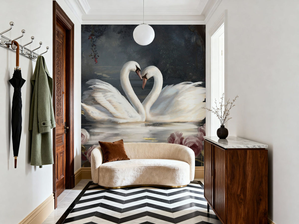 Swan Lake Mural Wallpaper - Neutral Tone - room preview 02