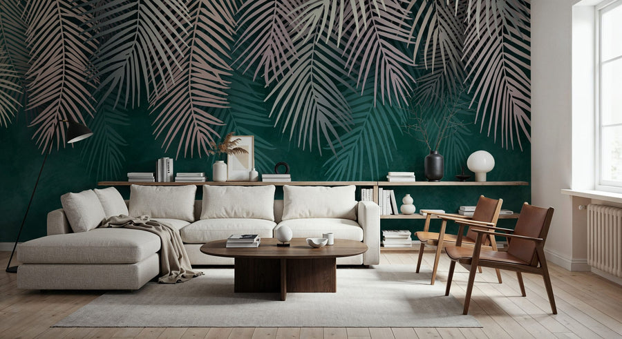 Palm Leaf Wallpaper Mural – Tropical Wall Mural – Palms Up Ahead