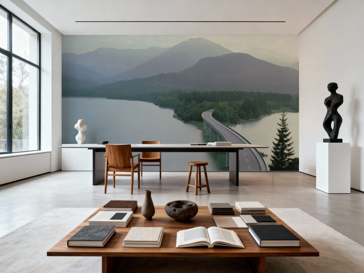 Mountain Lake Crossing Mural Wallpaper - room preview 02