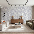 Trailing Tree of Life, Blue on White Mural Wallpaper - room preview 02