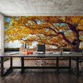 Golden Fall Tree Mural Wallpaper - room preview 02