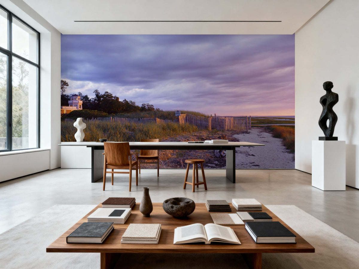 Sunset Cottage Path Mural Wallpaper - room preview 02
