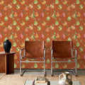 Time to Share Pears Orange Mural Wallpaper - room preview 02
