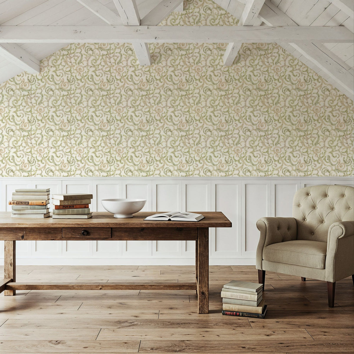 Olive Tree, Twig Green Mural Wallpaper - room preview 02