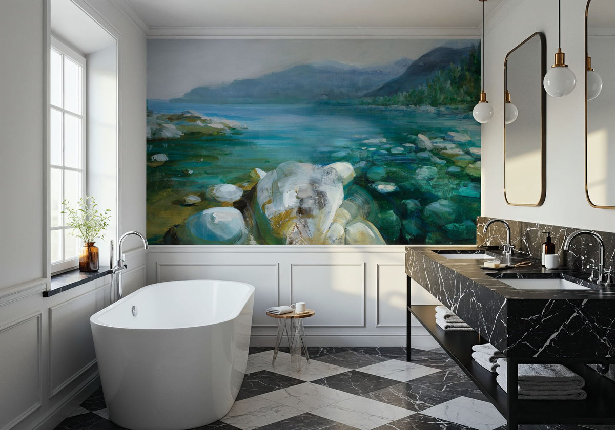 Western Lake Mural Wallpaper - room preview 02