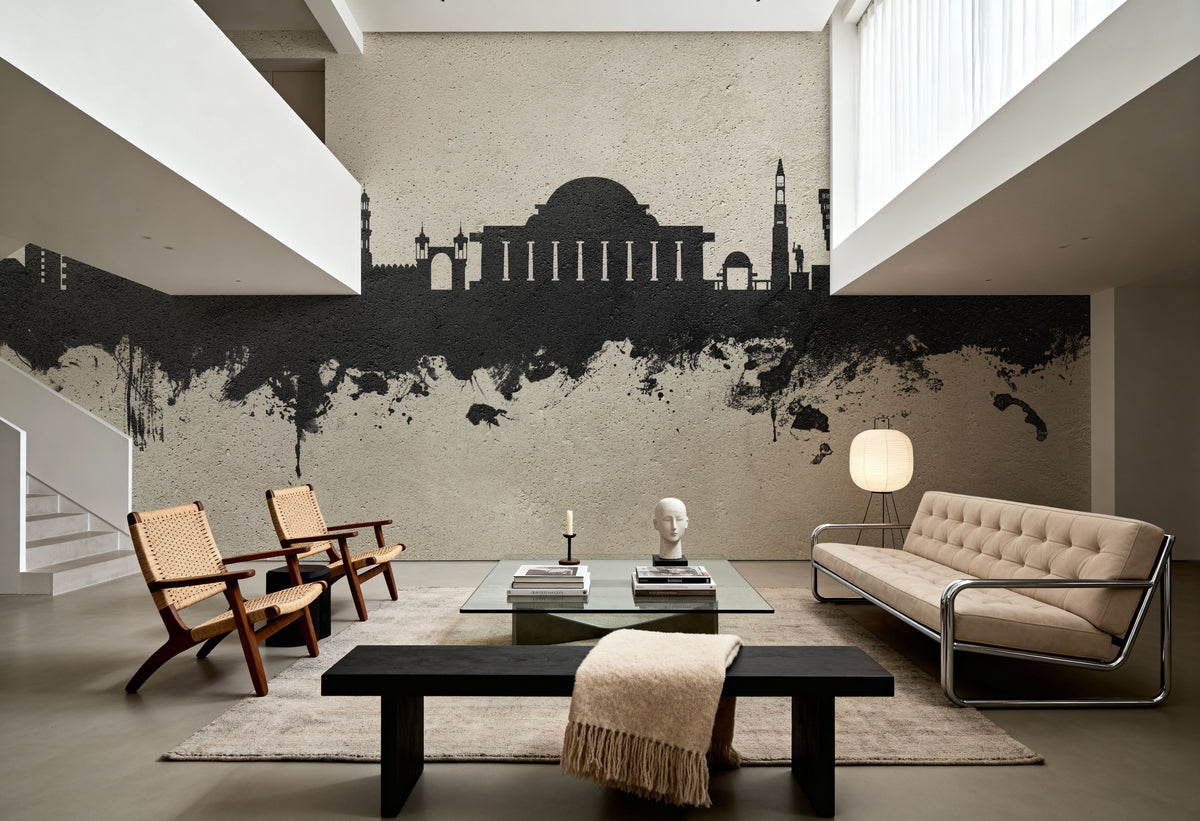 Lilongwe Malawi Skyline Concrete Mural Wallpaper - room preview 02