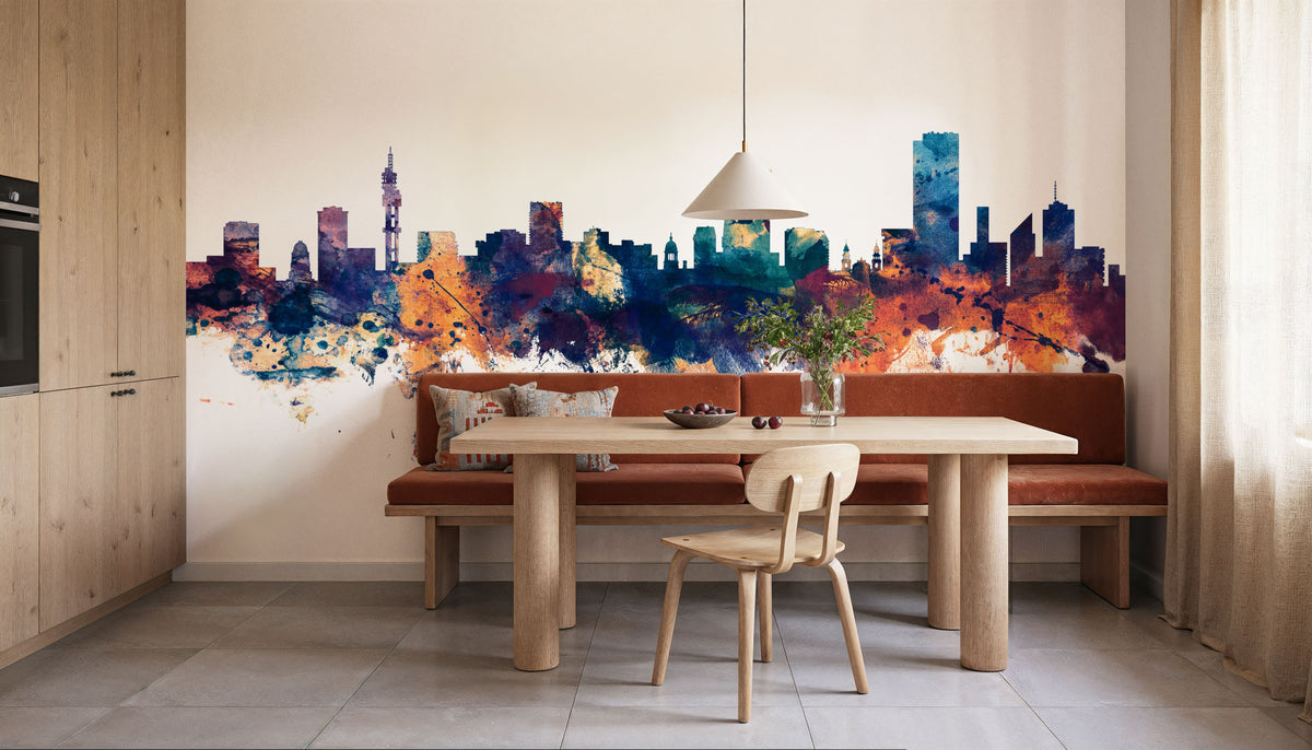 Pretoria South Africa Skyline Blue & Bronze Mural Wallpaper - room preview 02