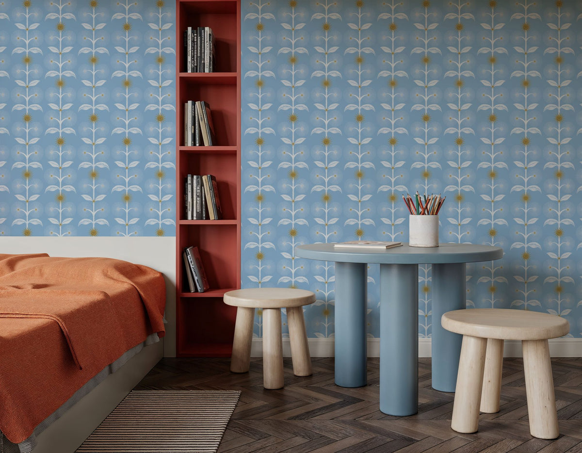 Helophite, Sky Blue Mural Wallpaper - room preview 02