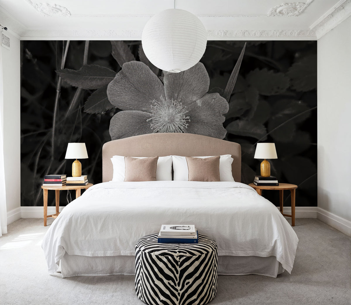 Wild Rose BW IV Mural Wallpaper - room preview 02