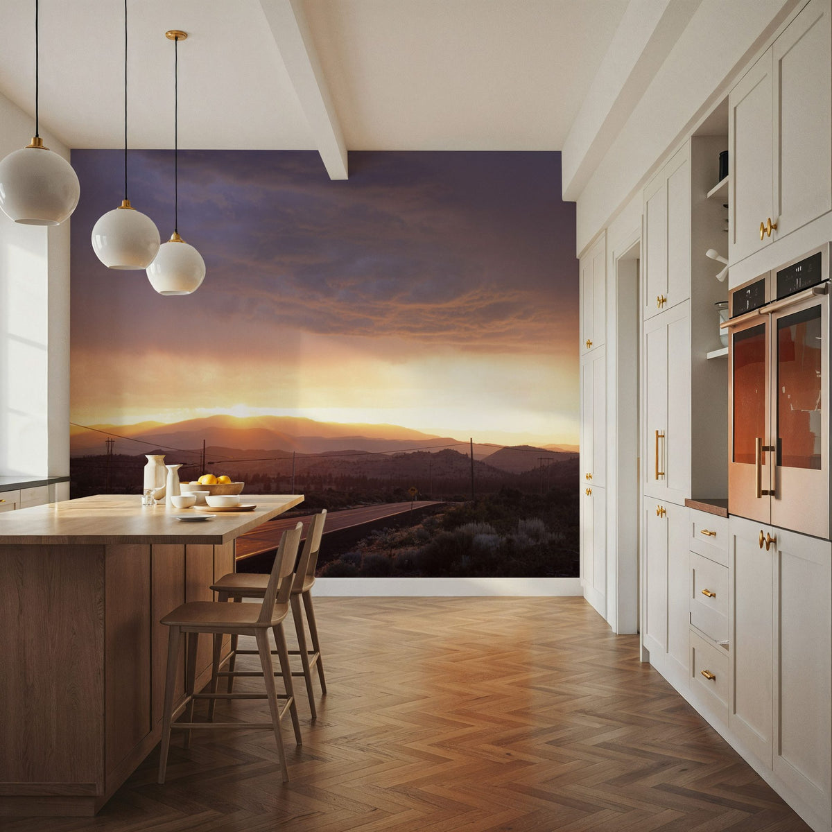 Sunset Highway Journey Mural Wallpaper - room preview 02