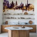 Moscow Russia Skyline Purple & Gold Mural Wallpaper - room preview 02
