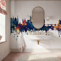 Würzburg Germany Skyline Blue & Bronze Mural Wallpaper - room preview 02