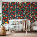 Friendly Foxes Mural Wallpaper - Red Tone - room preview 02