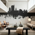 Newport Wales Skyline Black & White Mural Wallpaper - room preview 02