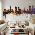 Denver Skyline Purple & Gold Mural Wallpaper - room preview 02