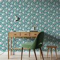 Country Flowery Turqouise Mural Wallpaper - room preview 02