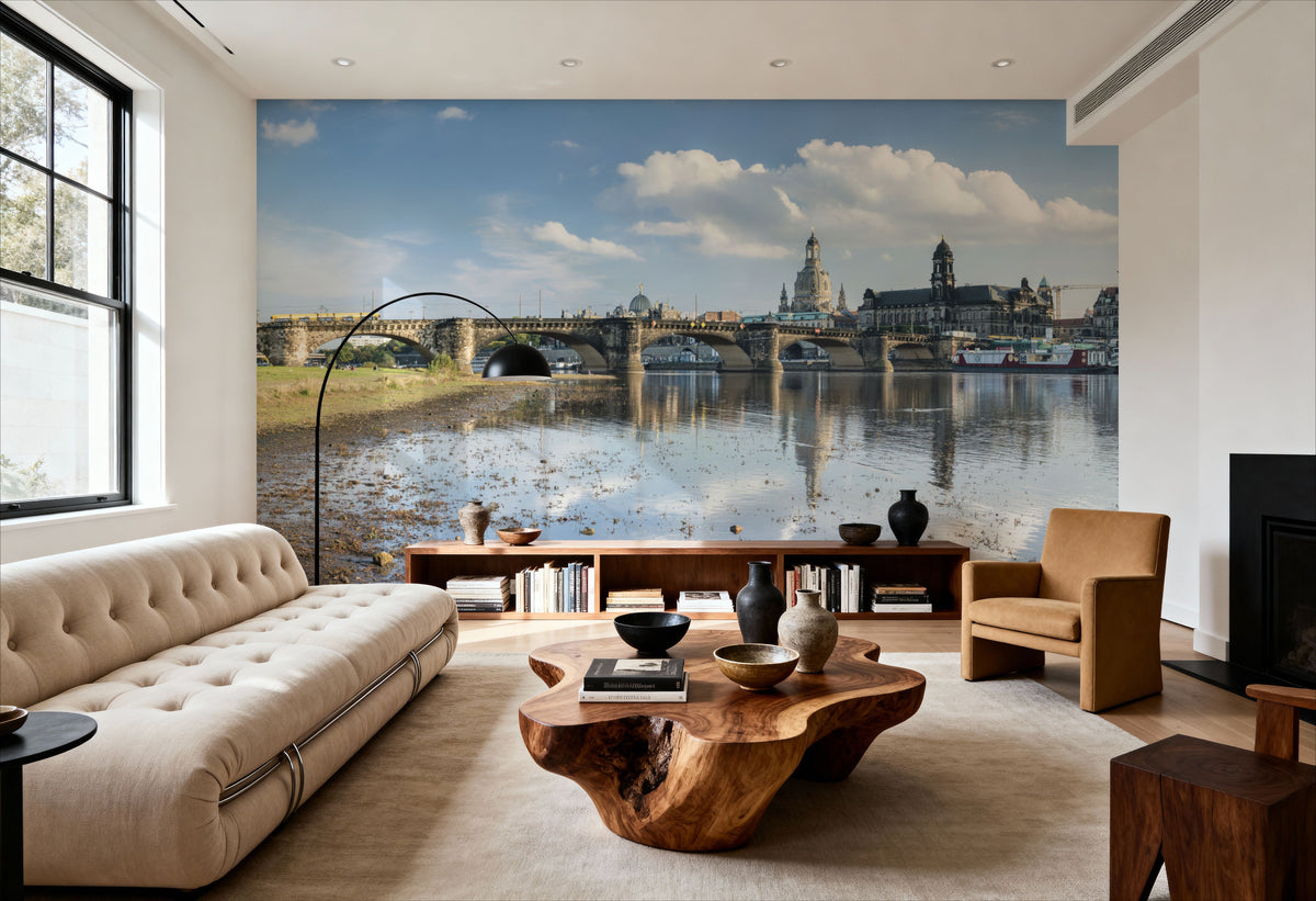 Stone Bridge Reflection Mural Wallpaper - room preview 02