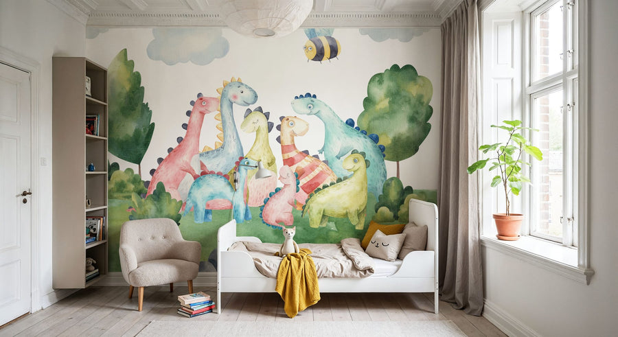 Dinosaur Wallpaper Mural – Kids Dino Wall Mural – Dinosaur Family