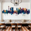 San Antonio Texas Skyline Blue & Bronze Mural Wallpaper - room preview 02