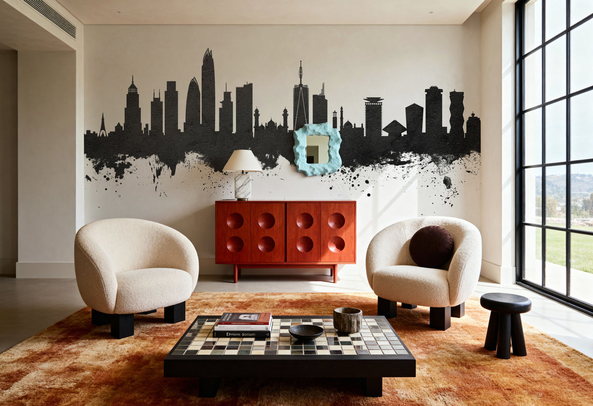 Nairobi Kenya Skyline Black & White Mural Wallpaper - room preview 02