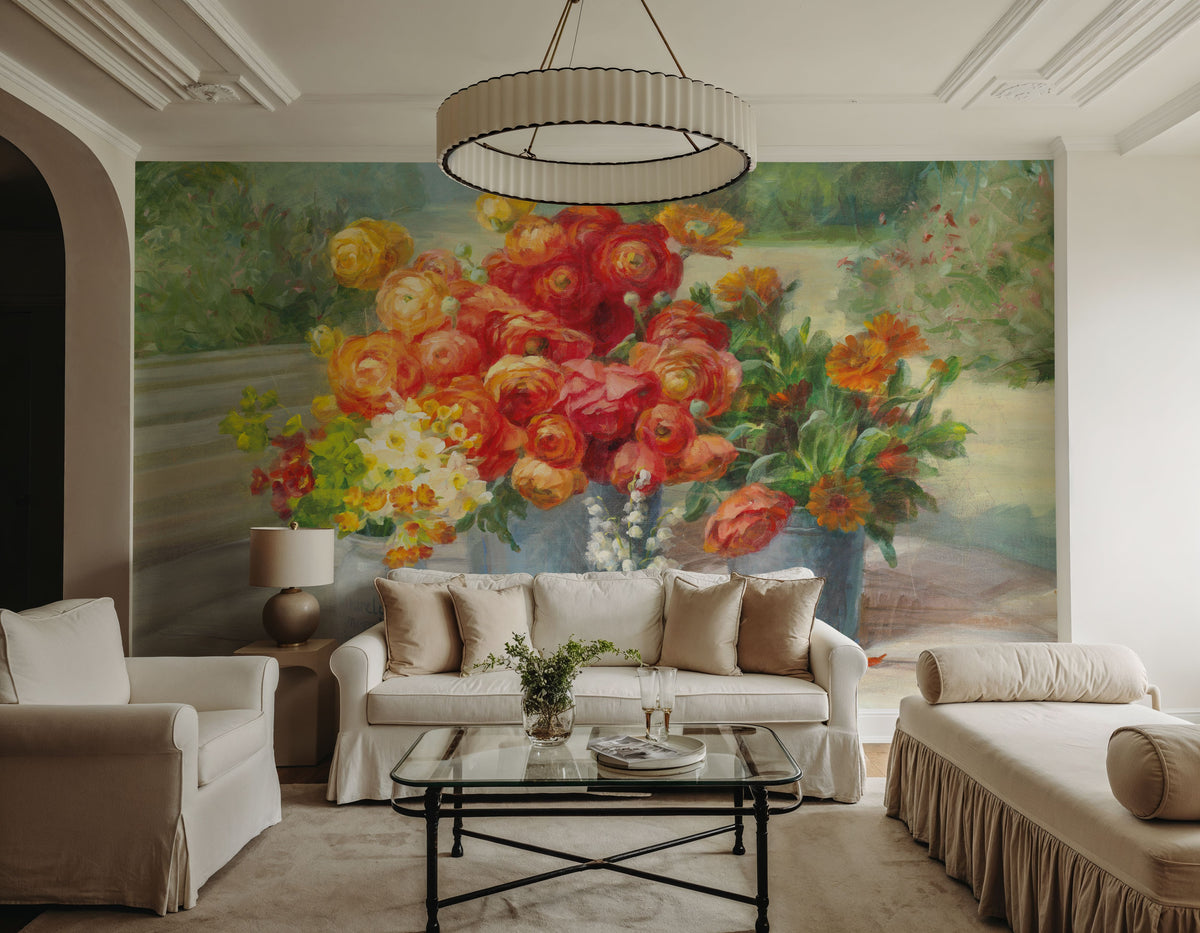 Flowers From the Garden Mural Wallpaper - room preview 02