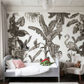 Monkeys with Birds, W&B Mural Wallpaper - room preview 02