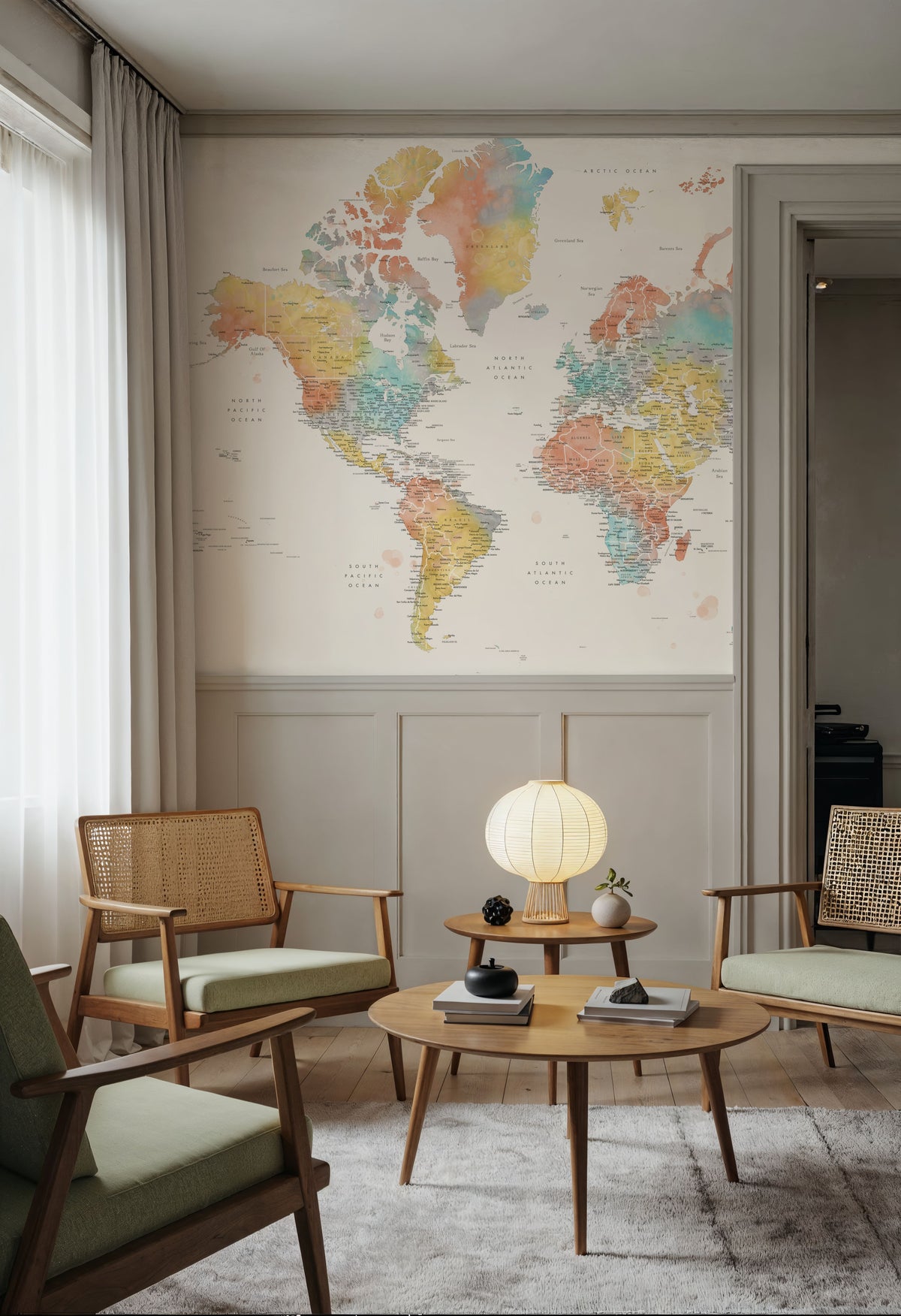 World Map Cities - Fifi Mural Wallpaper - room preview 02