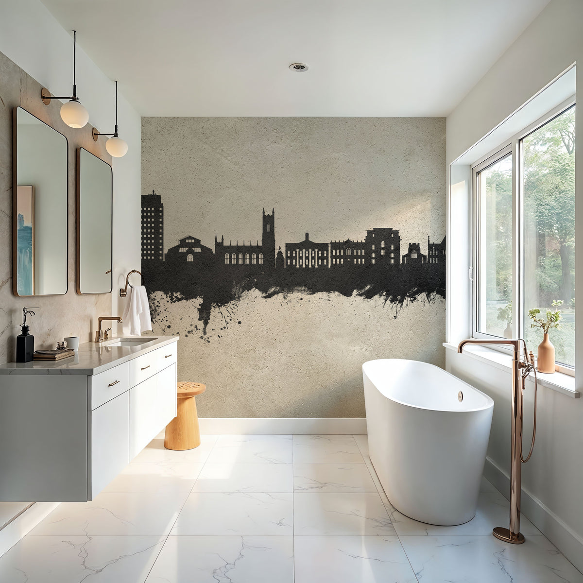 Oldham England Skyline Concrete Mural Wallpaper - room preview 02