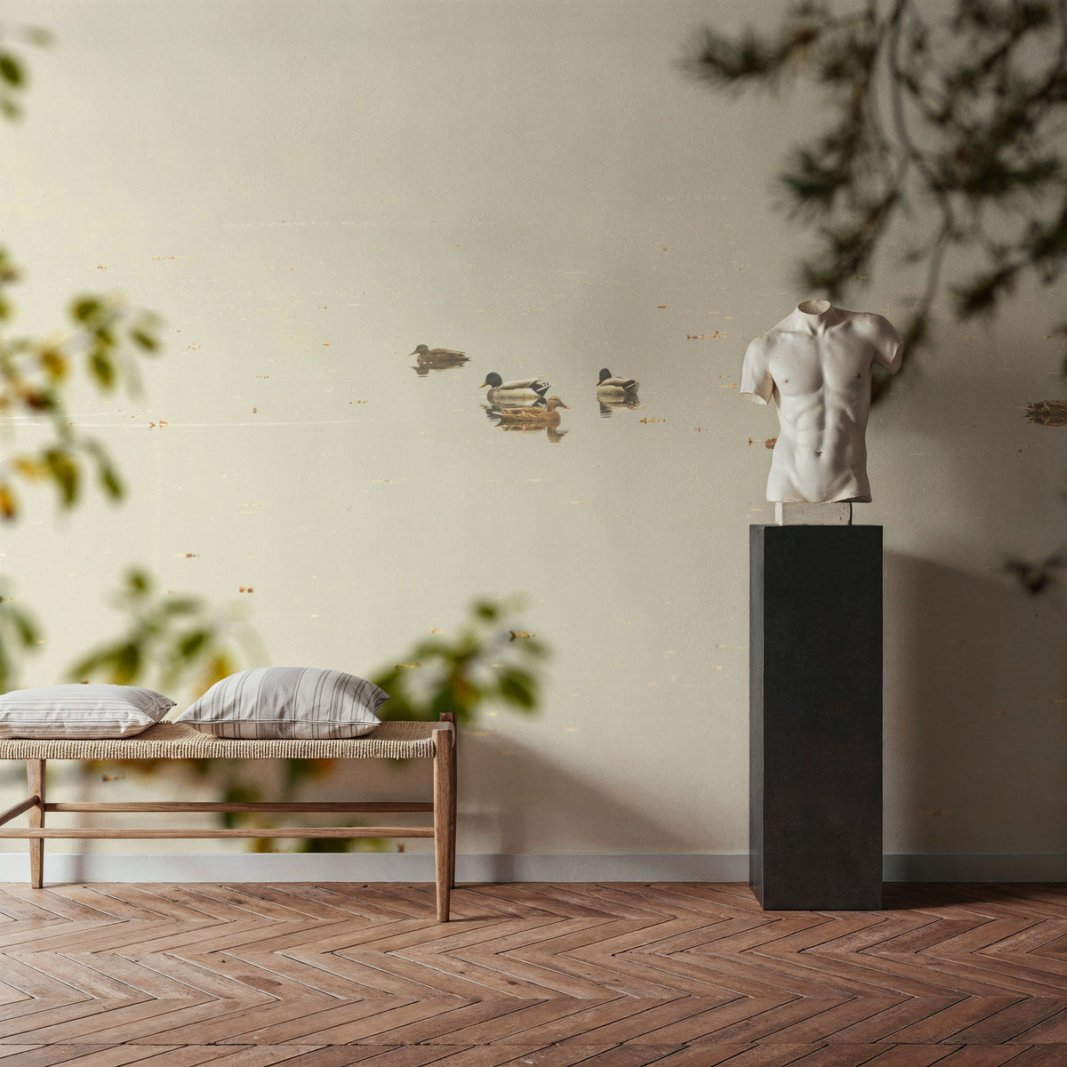 Ducks Resting Mural Wallpaper - room preview 02