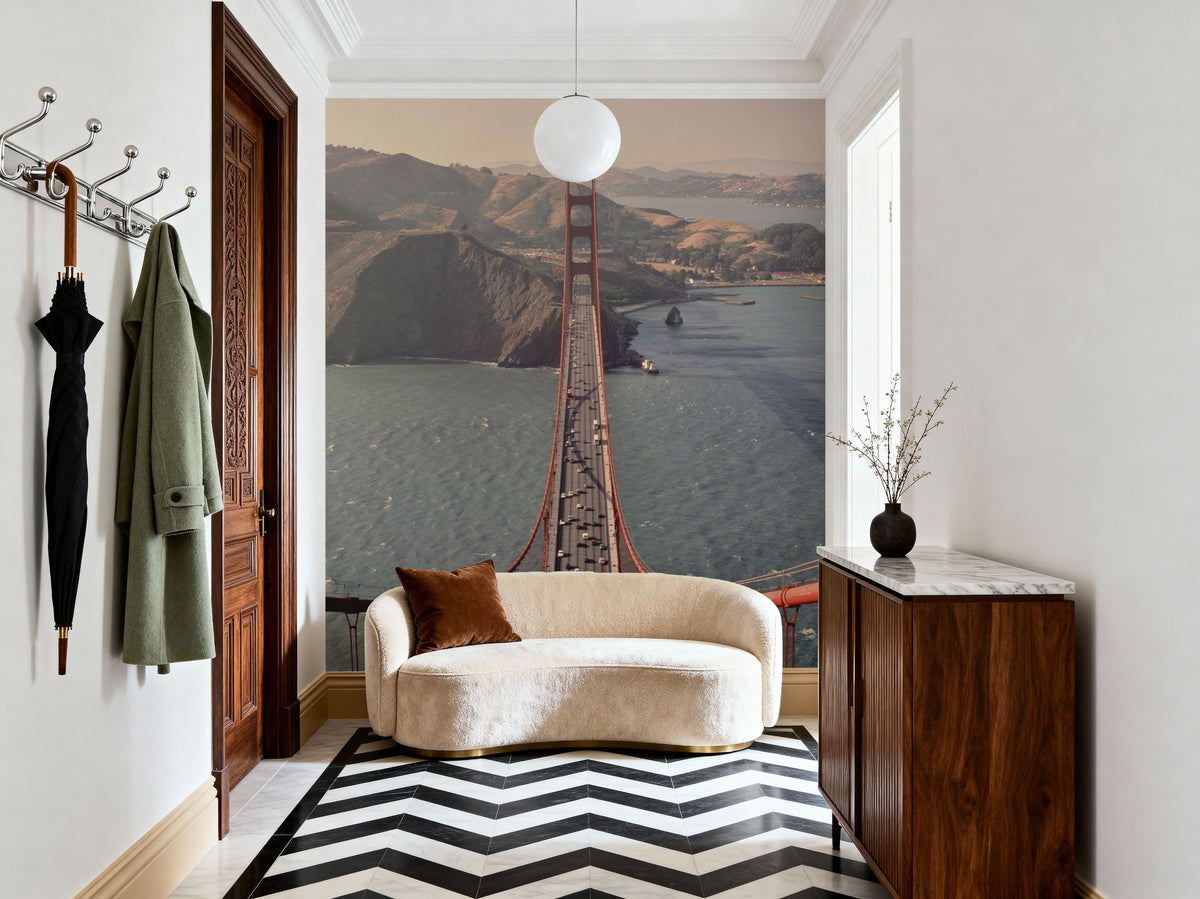 Golden Gate From Above Mural Wallpaper - room preview 02