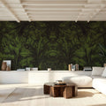 Shielded Leaf Green Mural Wallpaper - room preview 02
