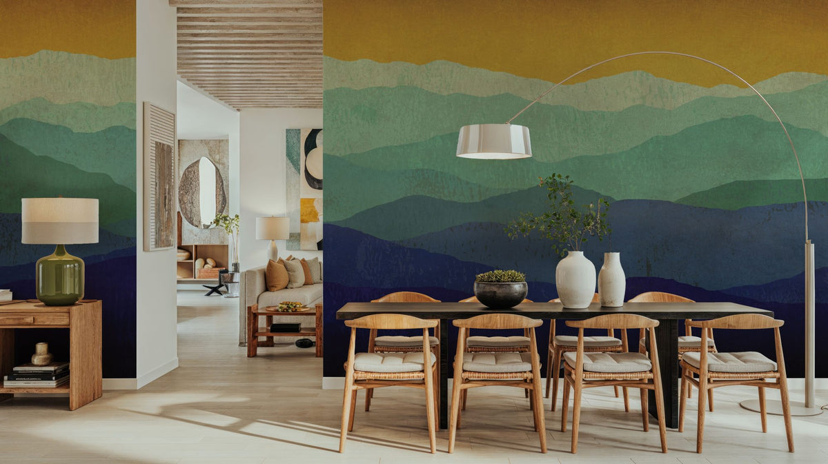Yellow Sky Mountains Mural Wallpaper - room preview 02