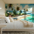 Exotic Tropical Sunny Paradise Beach Mural Wallpaper - room preview 02