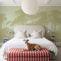Mediterranean Pine Landscape, Greenish Beige Mural Wallpaper - room preview 02
