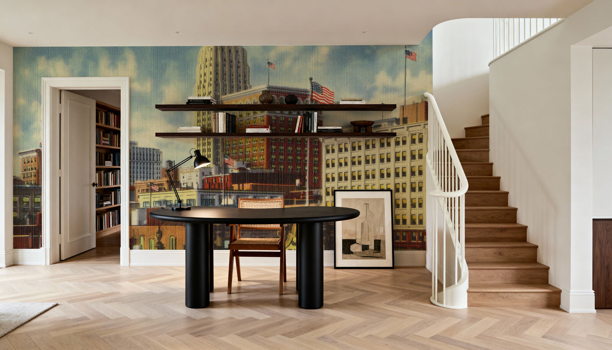 Greetings From Downtown Mural Wallpaper - room preview 02