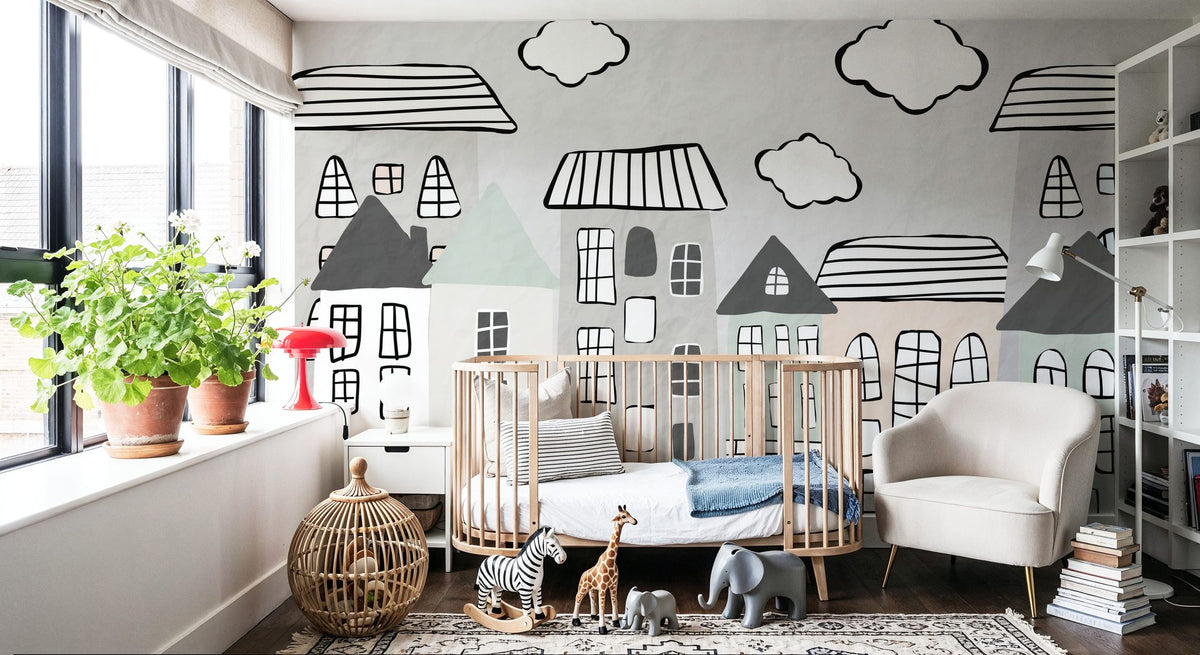 Three Clouds Mural Wallpaper - room preview 02