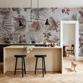 Parrots Study Mural Wallpaper - Neutral Tone - room preview 02