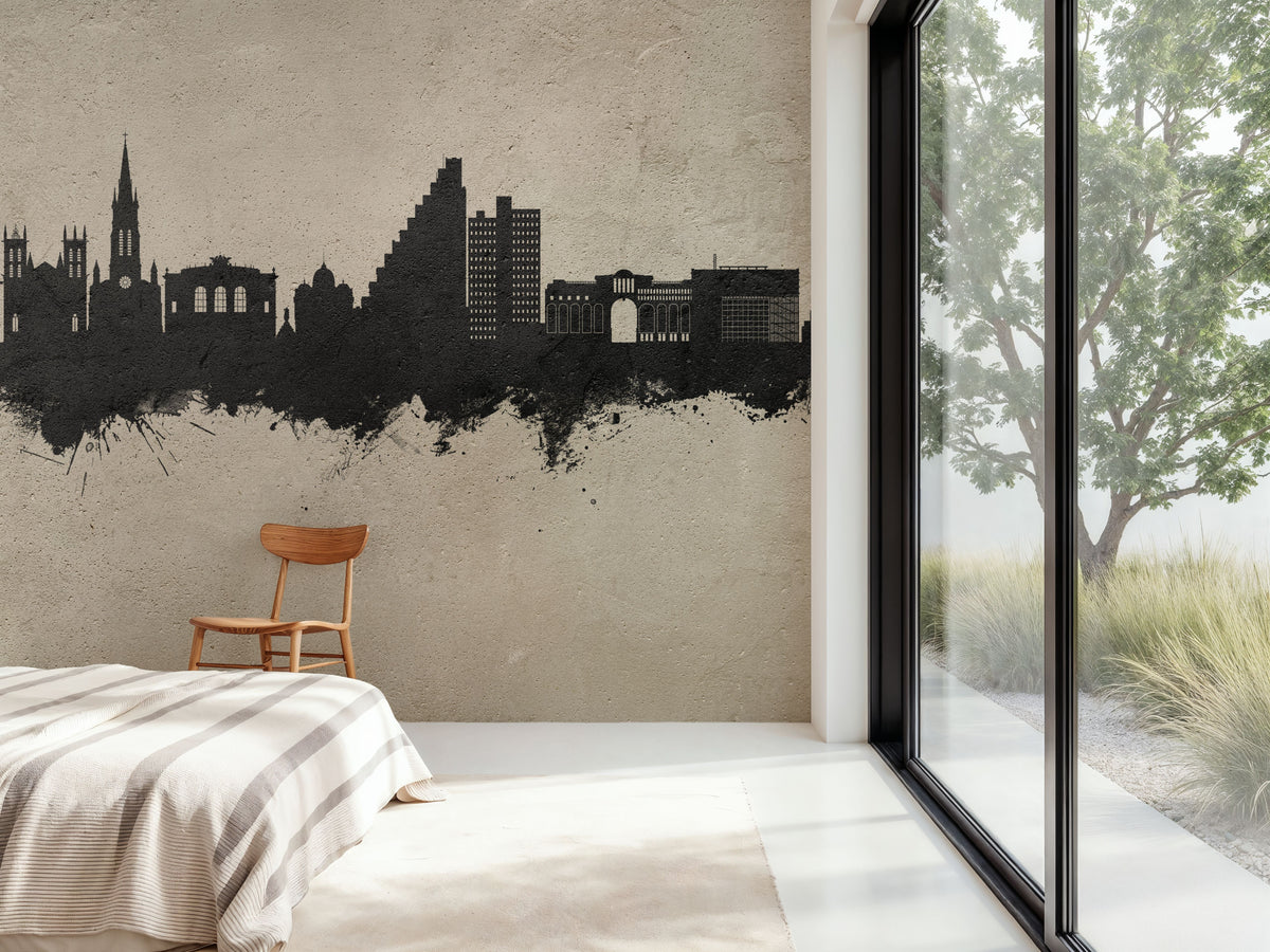 Montpellier Skyline Concrete Mural Wallpaper - room preview 02